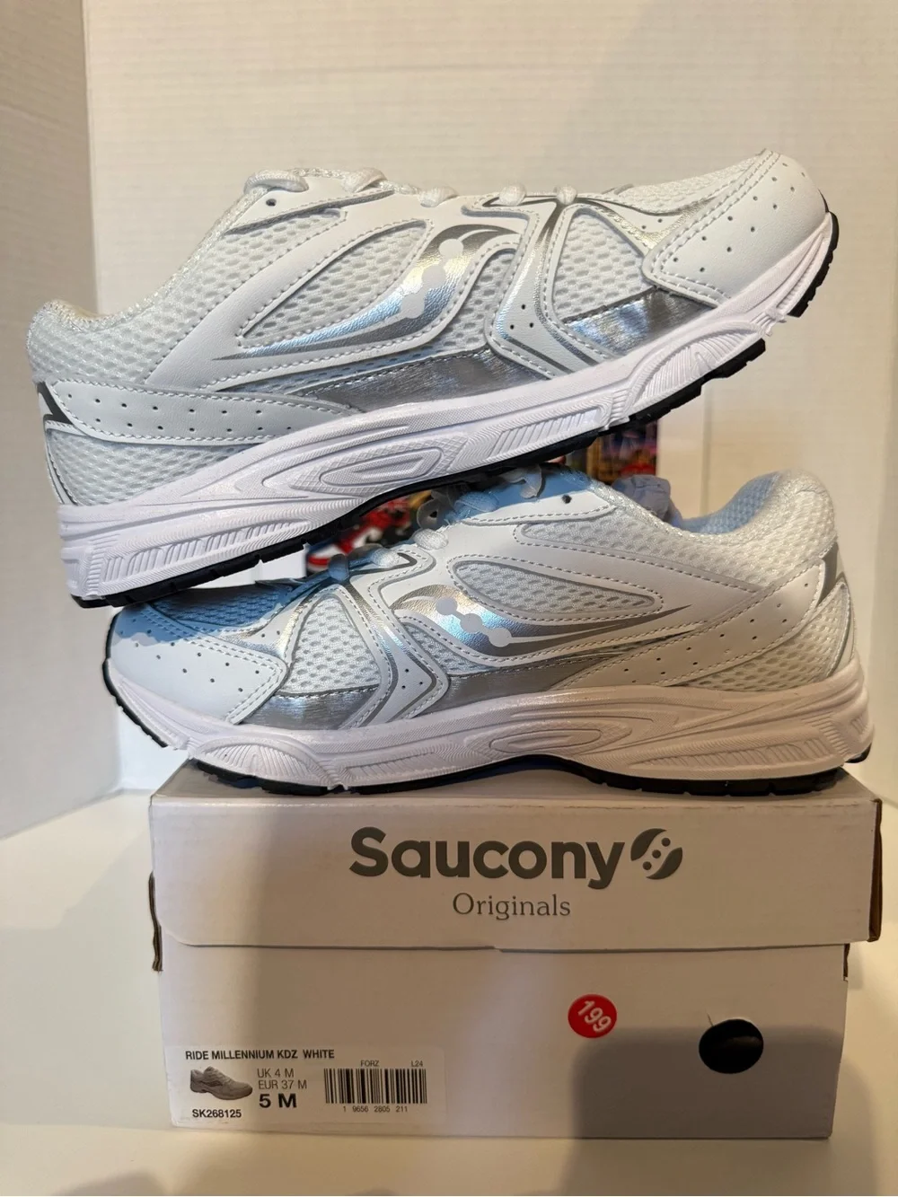 Saucony White Silver Men's/Kids Running Sneakers
